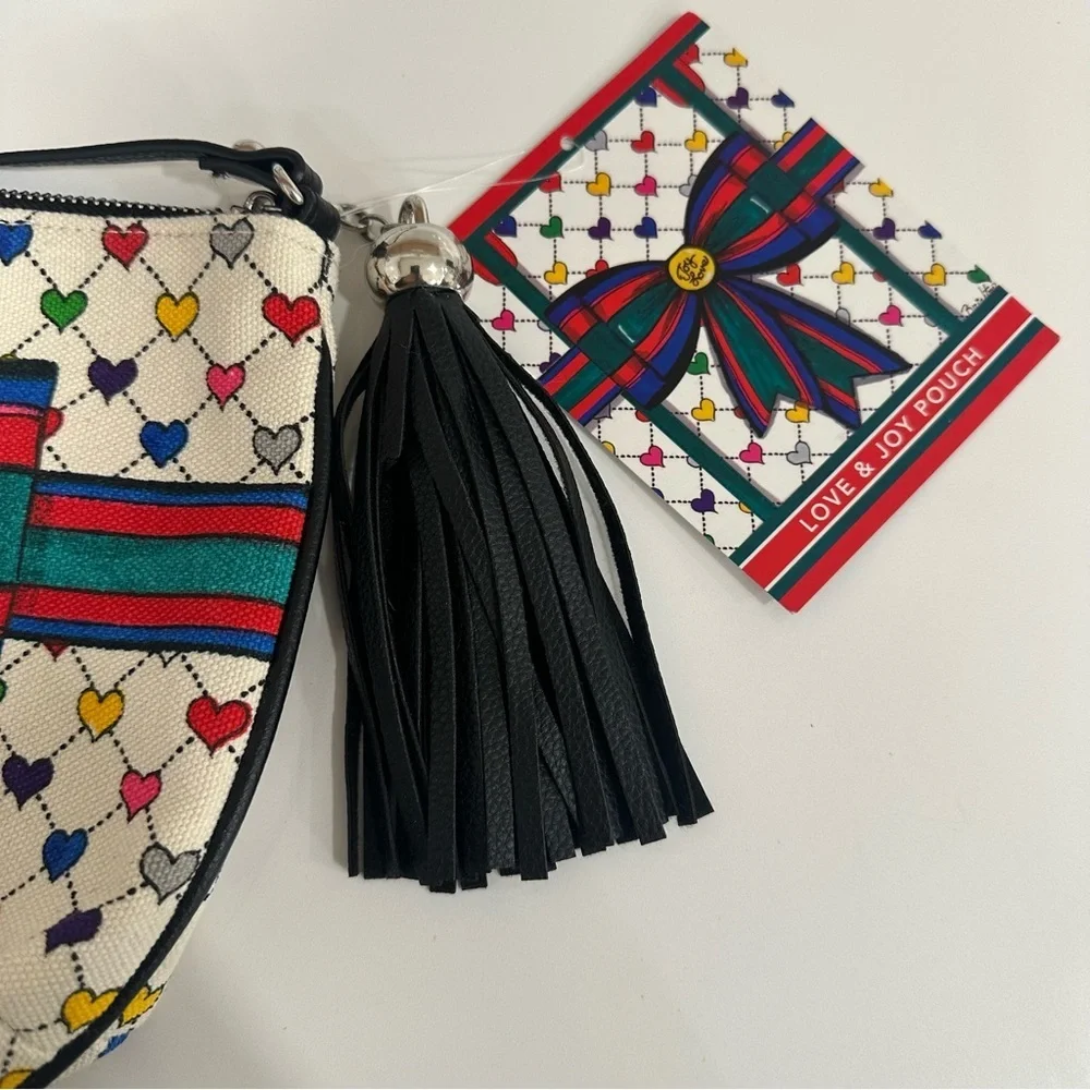 NWT Brighton Tom Clancy Love & Joy Holiday Canvas Crossbody Pouch Bag Tassel NWT